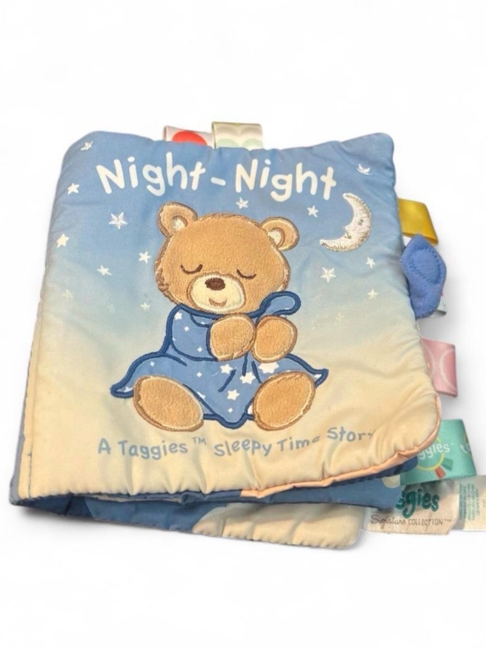 Taggies Sleepy Bear Soft Fabric Book - Blue & Cream
